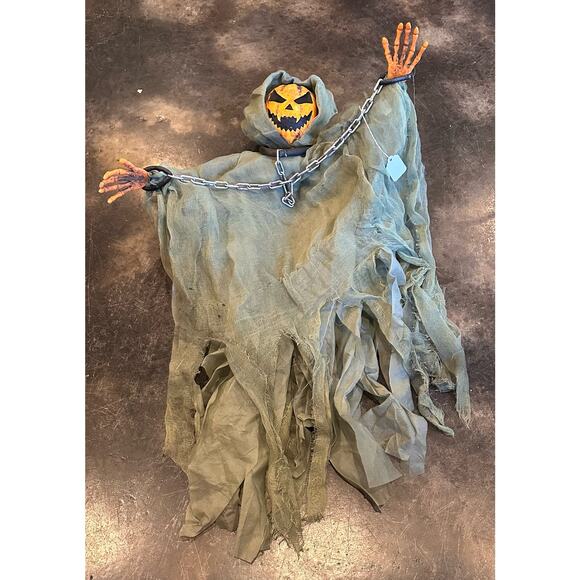 36x28Halloween Hanging Jack-o’-lantern Scarecrow Grim Reaper in Chain Decoration - Picture 1 of 3